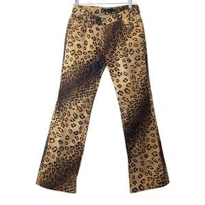 90s Y2K vintage View cheetah print low rise cotton flare pants women’s 4P